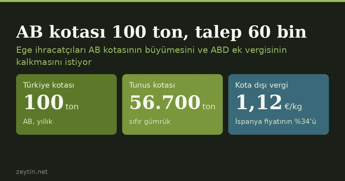 Türkiye'nin AB'deki zeytinyağı kotası 100 ton: ihracatçılar en az 60 bin ton istiyor