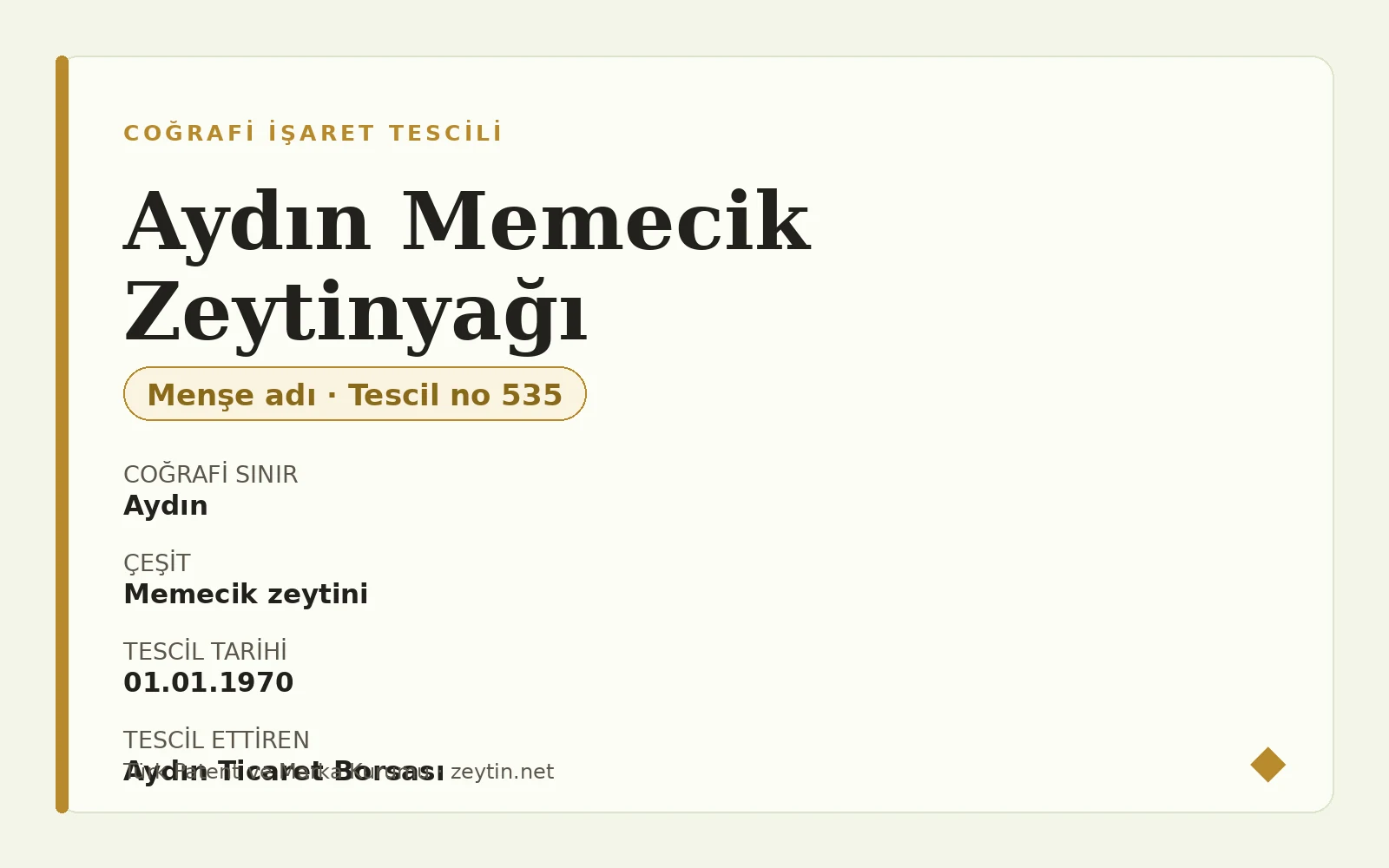 Aydın Memecik Olive Oil: bitterness and pungency written into the definition