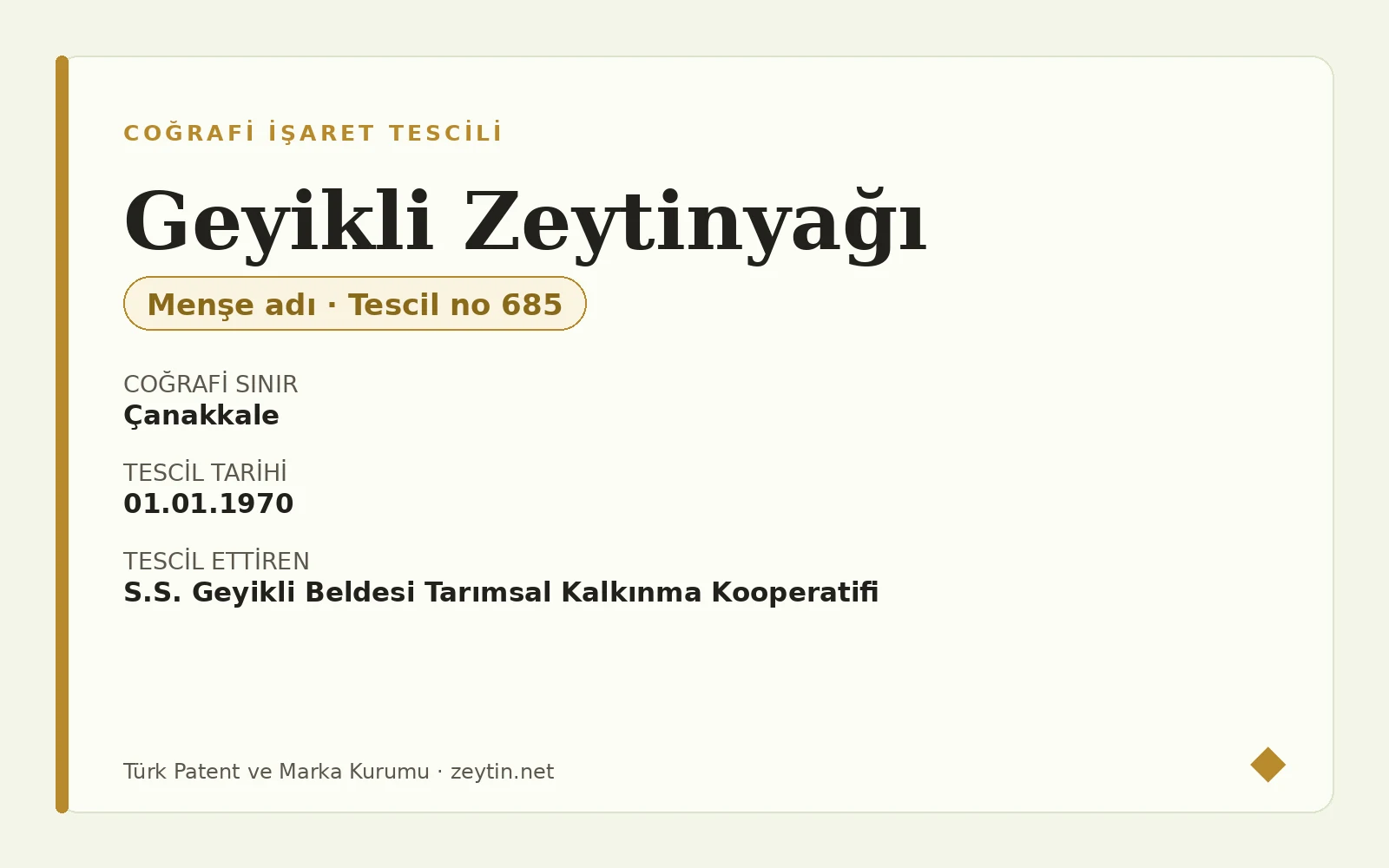 Geyikli Olive Oil: a registration that names its pollinators Geyikli Olive Oil: a registration that names its pollinators