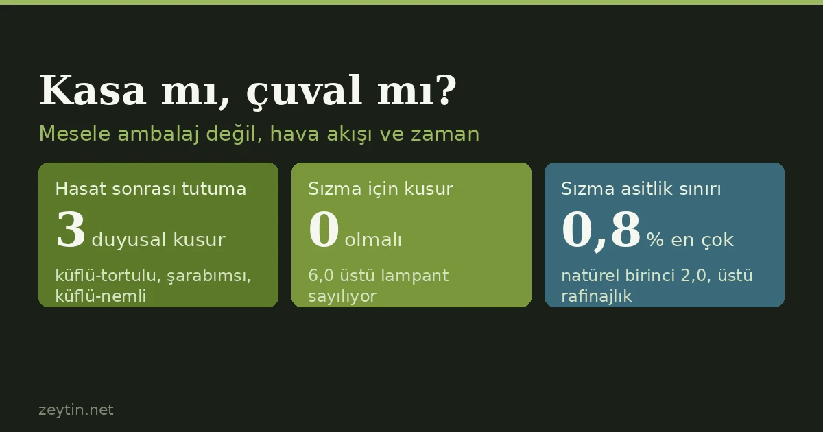 Should harvested olives be carried in crates or in sacks?