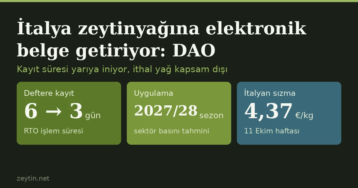 İtalya zeytinyağını elektronik belgeyle izleyecek: DAO'ya bölgelerden ilk olumlu yanıt, ithal yağ kapsam dışı