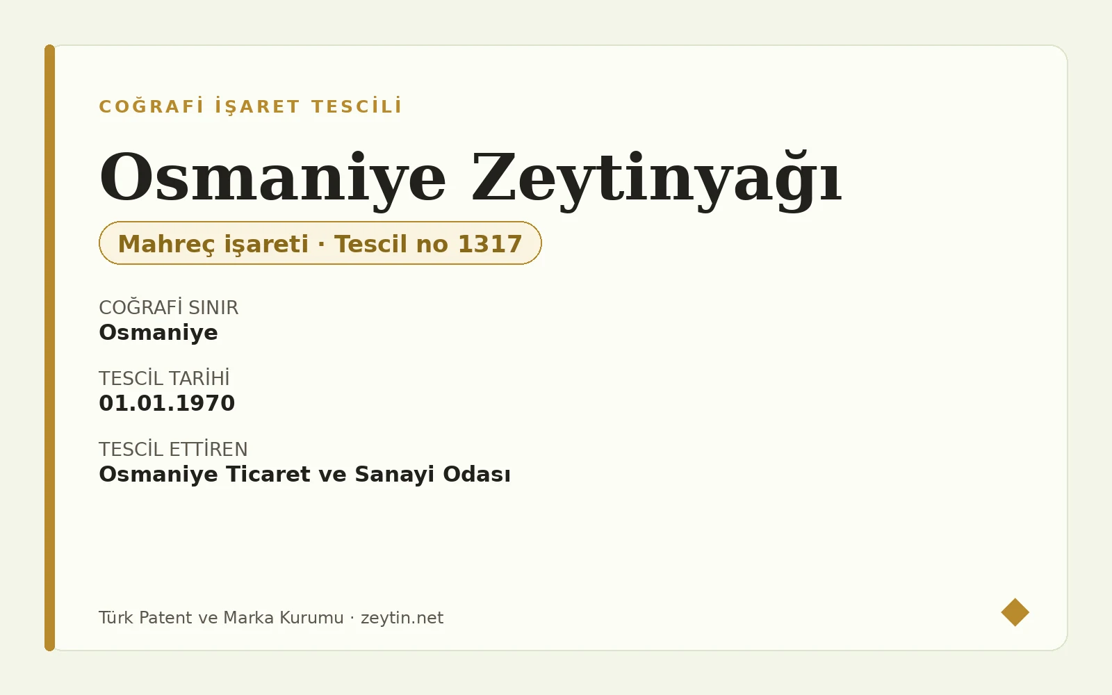 Osmaniye Olive Oil: a registration with sensory thresholds above six Osmaniye Olive Oil: a registration with sensory thresholds above six