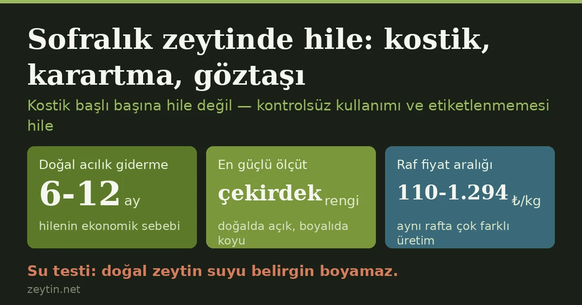 Sofralık zeytinde hile: kostik, karartma, göztaşı — nasıl ve neden?
