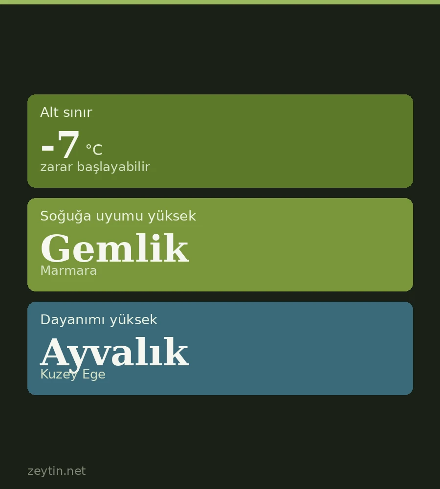 Cold-hardy olive varieties: Gemlik, Ayvalık and the other candidates in the data