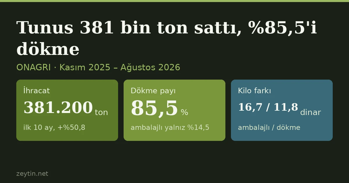 Tunus 10 ayda 381 bin ton zeytinyağı sattı: %85,5'i dökme, yarısı İspanya ve İtalya'ya